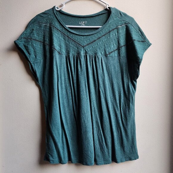 LOFT Aqua Scoop Neck Cap Sleeve Jersey Size Large - Picture 5 of 12